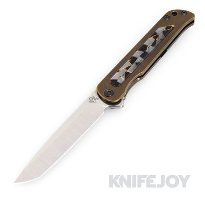 Medford Knives T-Bone S45VN Tumbled Tanto Blade with Bronze Mosaic Handles/ Bronze Spring/ DLC Hardware and Clip - Scratch & Dent