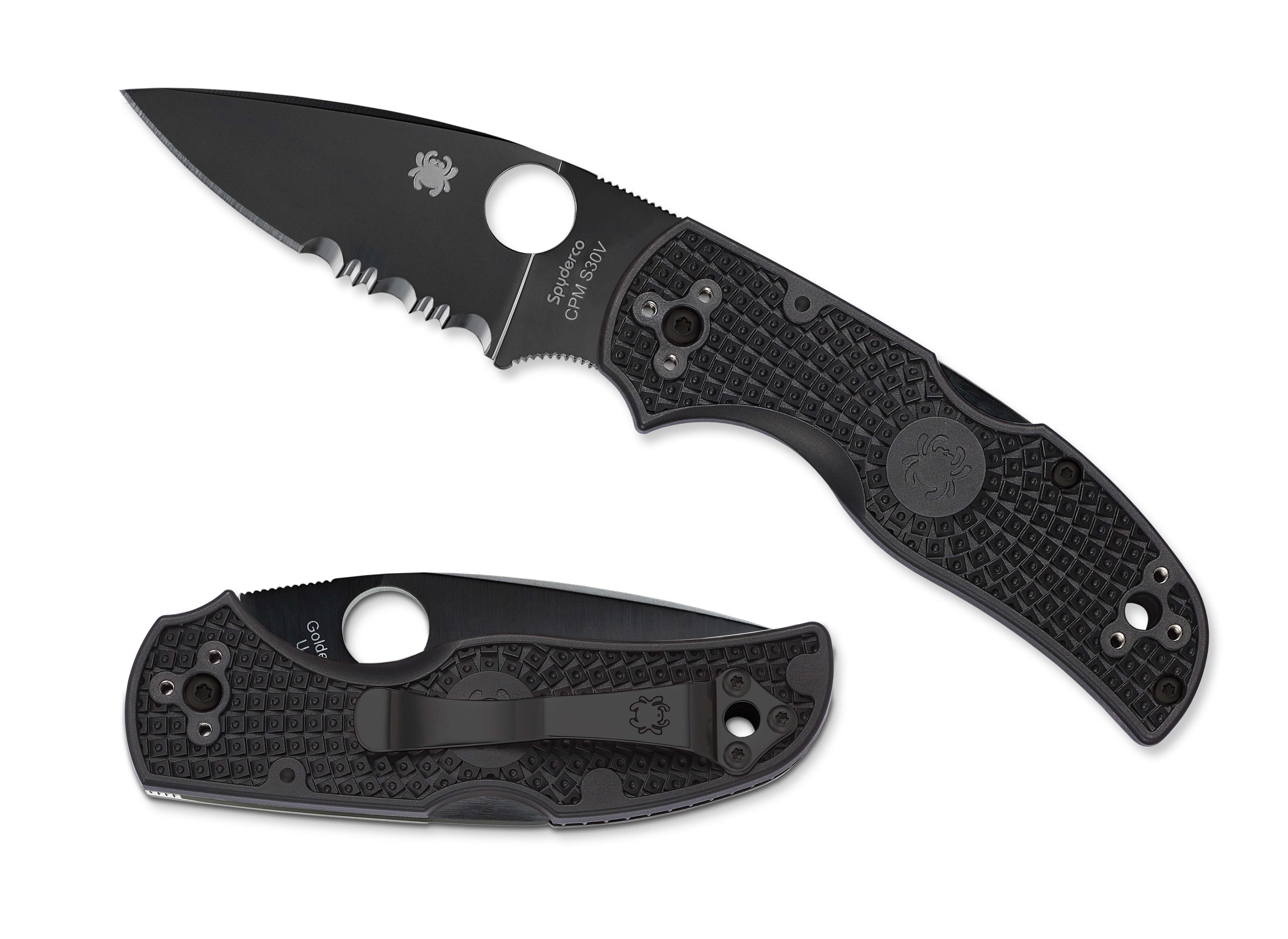 Spyderco C41PSBBK5 Native 5 Folding Knife Black DLC ComboEdge Blade wi ...